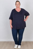 Optional Hearts Navy Bamboo Tee With Frill Sleeves