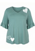 Plus Size Optional Hearts Eucalyptus Bamboo Tee With Frill Sleeves
