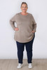 Plus Size Taupe Sparkle Long Sleeve Top