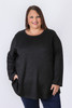 Plus Size Black Sparkle Long Sleeve Top