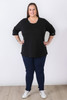 Plus Size Black Scoop Neck Cotton Stretch Top