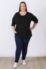 Plus Size Black Scoop Neck Cotton Stretch Top