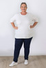 Plus Size White Scoop Neck Cotton Stretch Top