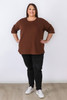 Plus Size Chocolate Scoop Neck Cotton Stretch Top