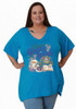 Plus Size Fun Sayings Blue Twist Side Top