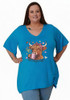 Plus Size Fun Highland Cow Blue Twist Side Top