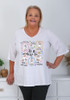 Plus Size Quirky Sayings White V Neck Short Sleeve Cotton Top