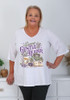 Plus Size Gentle Reader White V Neck Short Sleeve Cotton Top