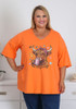Plus Size Fun Highland Cow Orange Stretch Cotton Tee