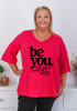 Plus Size Be You Magenta V Neck Cotton Tee
