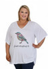 Plus Size Fun Bird White Twist Side Tee