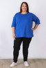 Plus Size Royal Blue Scoop Neck Cotton Stretch Top
