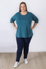 Plus Size Teal Scoop Neck Cotton Stretch Top