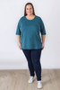 Plus Size Teal Scoop Neck Cotton Stretch Top