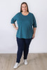 Plus Size Teal Scoop Neck Cotton Stretch Top