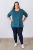 Plus Size Teal Scoop Neck Cotton Stretch Top