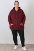 Plus Size Claret Zip Front Hoodie