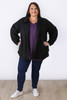 Plus Size Staple Black Cosy Button Jacket