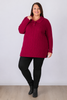 Plus Size Berry Cable Knit Button Neck Jumper