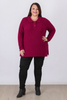Plus Size Berry Cable Knit Button Neck Jumper