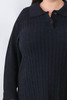 Plus Size Black Cable Knit Button Neck Jumper - Curvaceous