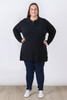 Plus Size Black Cable Knit Button Neck Jumper