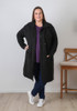 Plus Size Black Double Breasted Knit Cardigan 