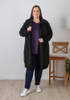 Plus Size Black Double Breasted Knit Cardigan 