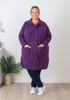 Plus Size Purple Double Breasted Knit Cardigan 