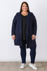 Plus Size Navy Double Breasted Knit Cardigan