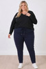Plus Size Navy Cotton Track Pants