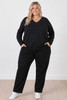 Plus Size Black Wide Leg Cotton Track Pants