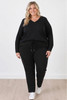 Plus Size Black Wide Leg Cotton Track Pants