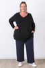 Plus Size Navy Wide Leg Cotton Track Pants
