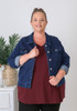 Plus Size Dark Blue Denim Jacket With Pockets