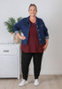 Plus Size Dark Blue Denim Jacket With Pockets