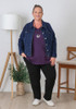 Plus Size Dark Blue Denim Jacket With Pockets