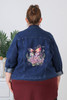 Plus Size Dark Blue Denim Jacket with optional Life is Beautiful Print