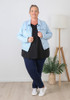 Plus Size Light Blue Stretch Denim Jacket With Pockets