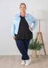 Plus Size Light Blue Stretch Denim Jacket With Pockets