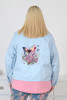 Plus Size Light Blue  Denim Jacket With Optional Life is Beautiful Print