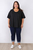 Plus Size Black Scoop Neck Cotton Stretch Tee
