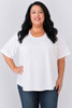 Plus Size White Scoop Neck Cotton Stretch Tee