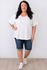 Plus Size White Stretch Cotton Top