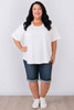 Plus Size White Short Sleeve Cotton Stretch Tee