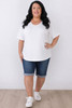 Plus Size White Scoop Neck Cotton Stretch Tee
