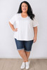 Plus Size White Scoop Neck Cotton Stretch Tee