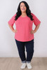 Plus Size Pink Scoop Neck Cotton Stretch Tee