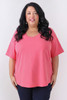 Plus Size Pink Scoop Neck Cotton Stretch Tee