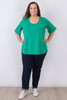 Plus Size Bright Green Short Sleeve Stretch Cotton Top